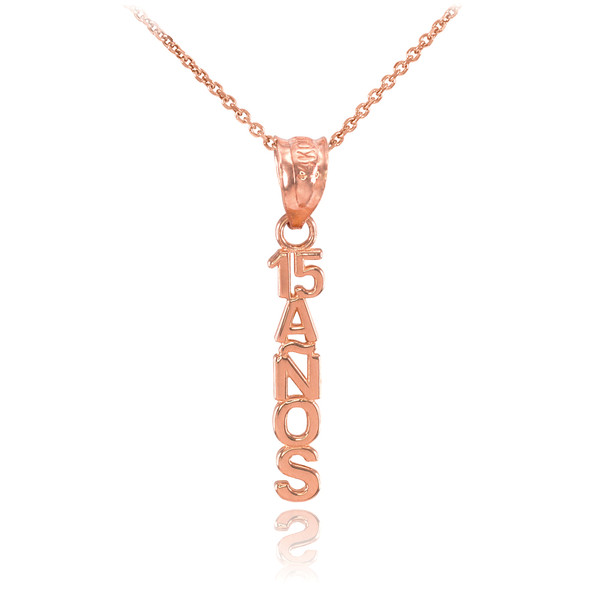 14K Rose Gold 15 Anos Pendant Necklace