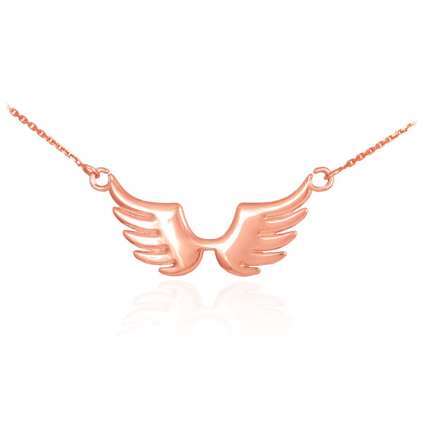 14k Rose Gold Angel Wings Necklace