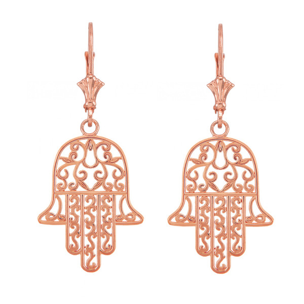 14k Rose Gold Hamsa Earrings