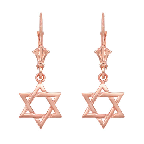 14k Rose Gold Star of David Earrings