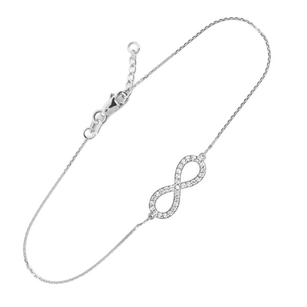 14K White Gold Diamond Infinity Pendant Bracelet