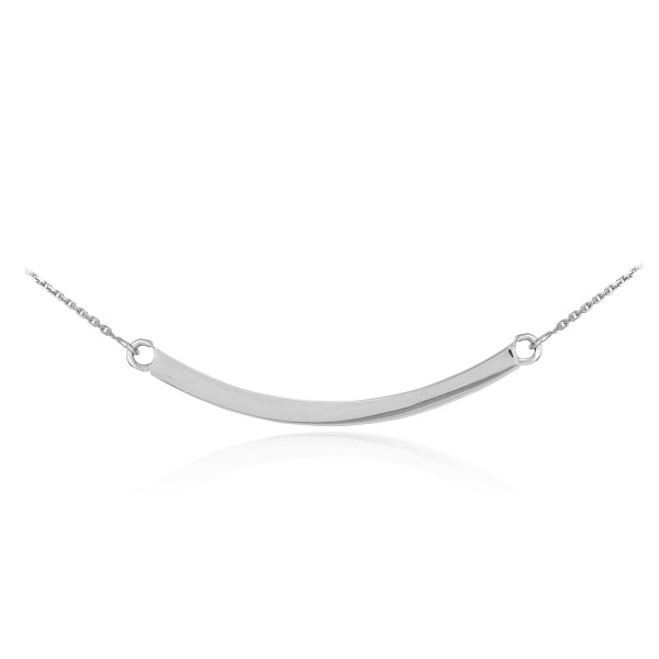925 Solid Sterling Silver Curved Bar Necklace