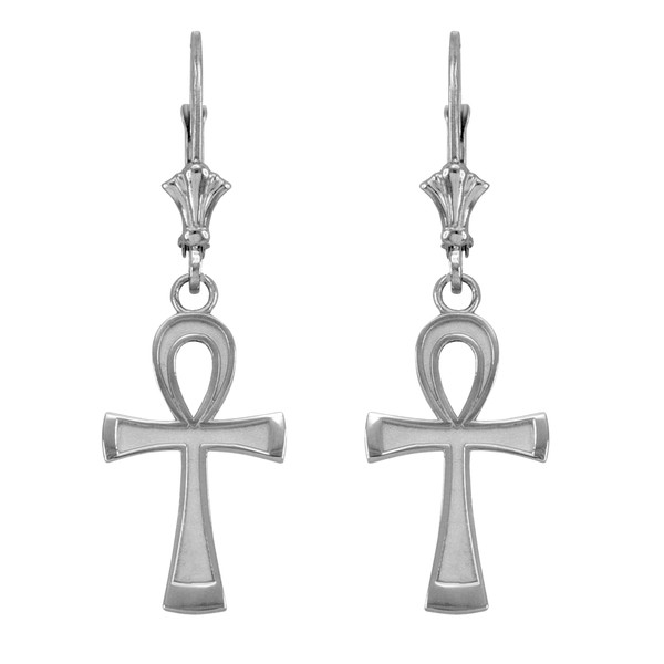 925 Sterling Silver Egyptian Ankh Cross Earrings