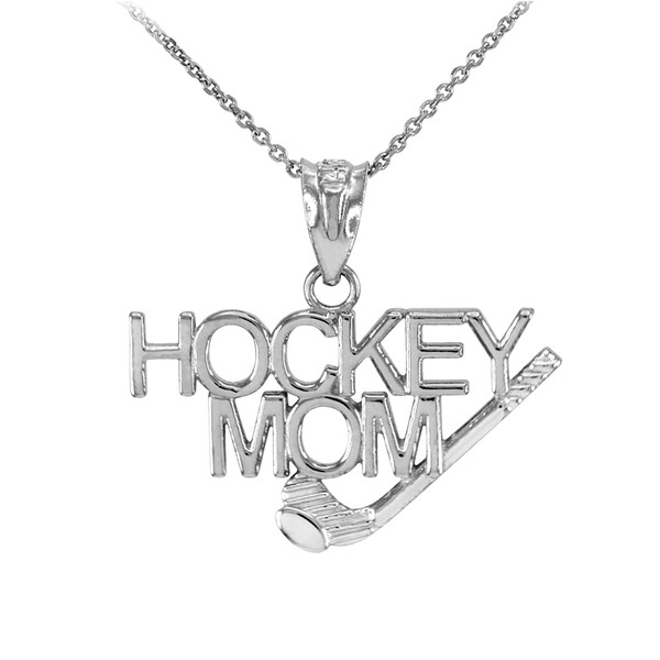 925 Sterling Silver HOCKEY MOM Sports Pendant Necklace