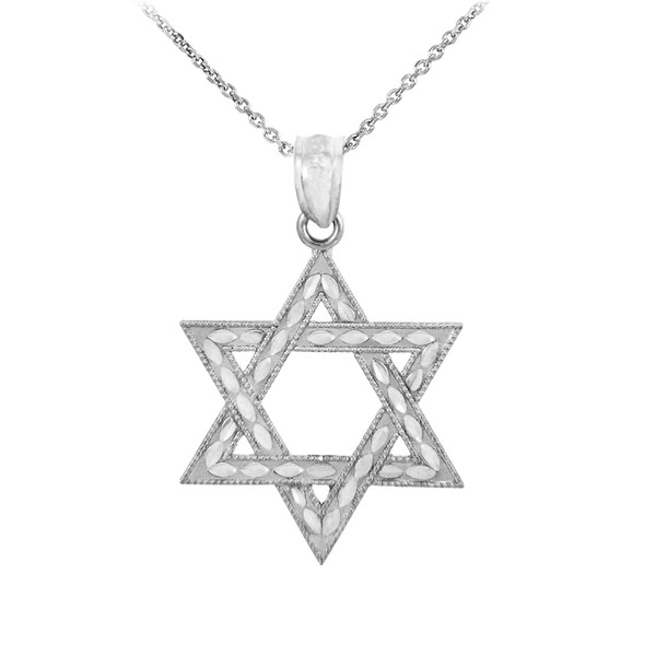 925 Sterling Silver Jewish Star of David Charm Pendant  Necklace (S) 1-inch
