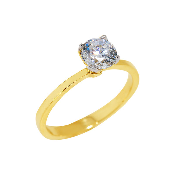 Gold CZ Ladies Engagement Ring