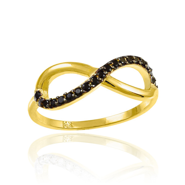 Black Diamond Infinity Ring in Gold.