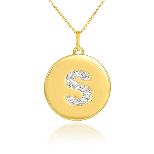 Letter "S" Diamond Initial Pendant Necklace
