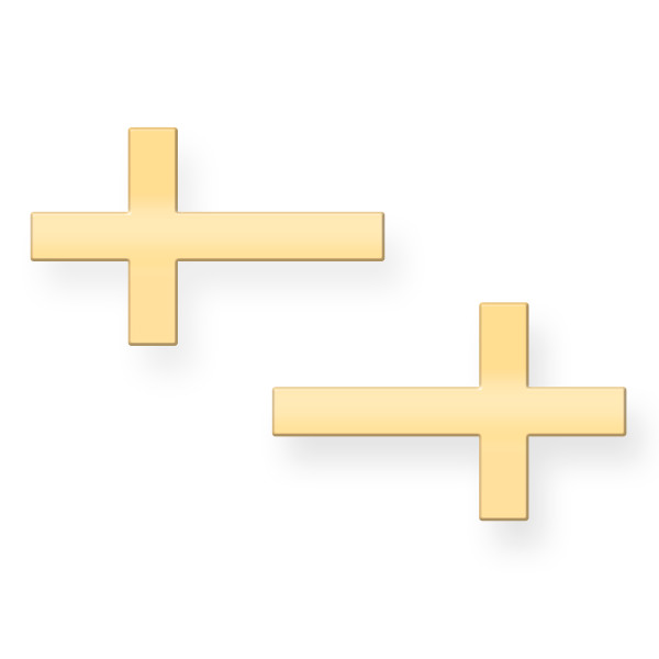 Gold Sideways Cross Stud Earrings