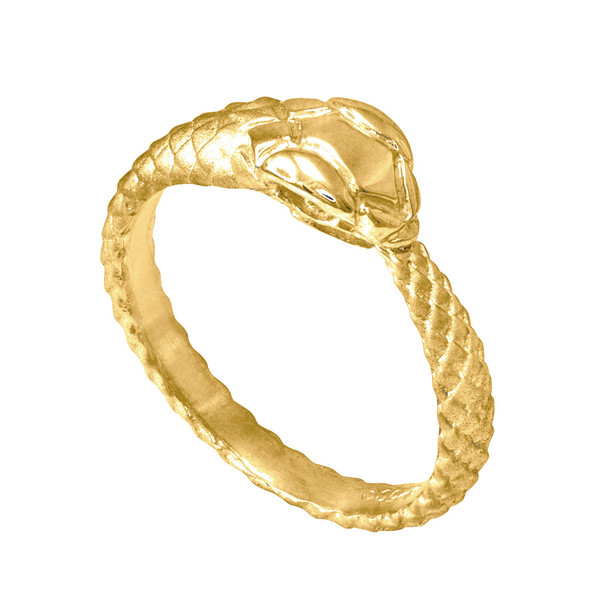 Gold Tail Biting Ouroboros Snake Ring