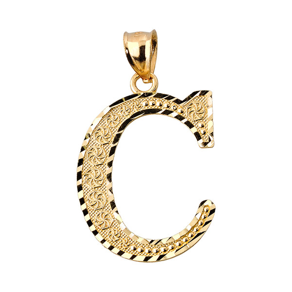 Initial C Gold Charm Pendant