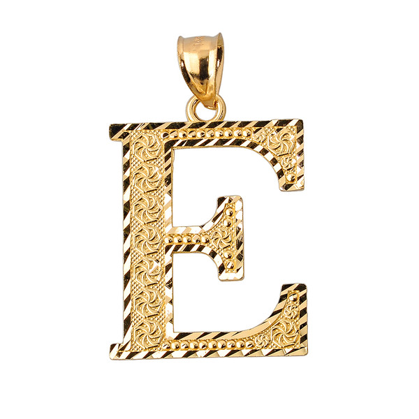Initial E Gold Charm Pendant