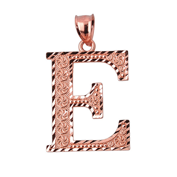 Initial E Rose Gold Charm Pendant