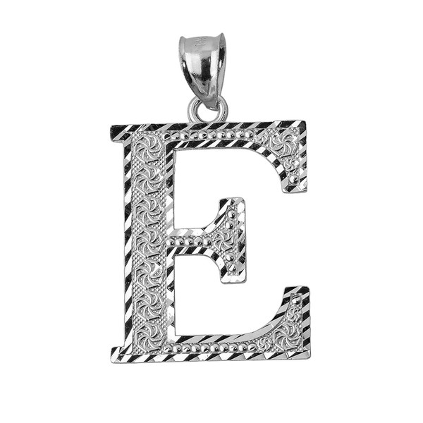 Initial E Silver Charm Pendant