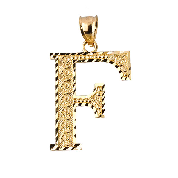 Initial F Gold Charm Pendant