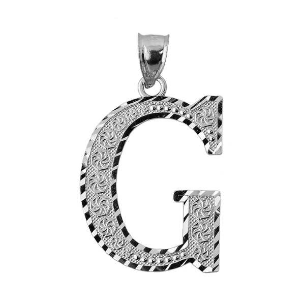 Initial G White Gold Charm Pendant