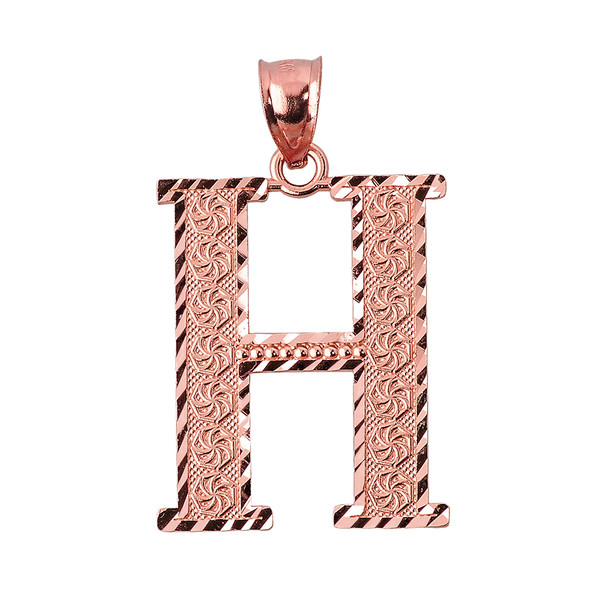 Initial H Rose Gold Charm Pendant