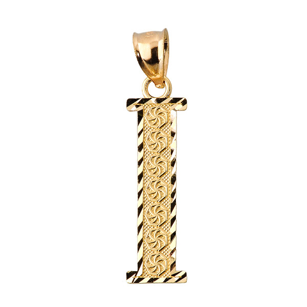 Initial I Gold Charm Pendant