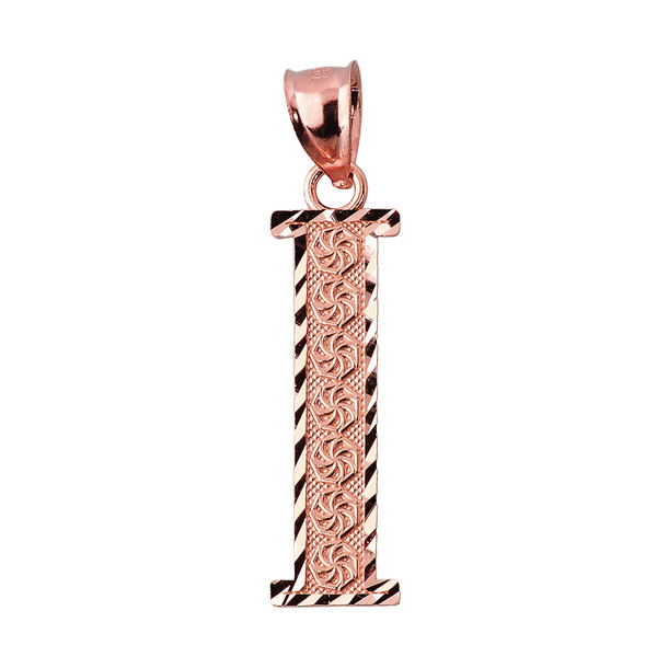 Initial I Rose Gold Charm Pendant