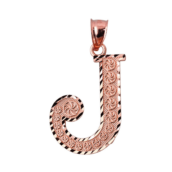 Initial J Rose Gold Charm Pendant