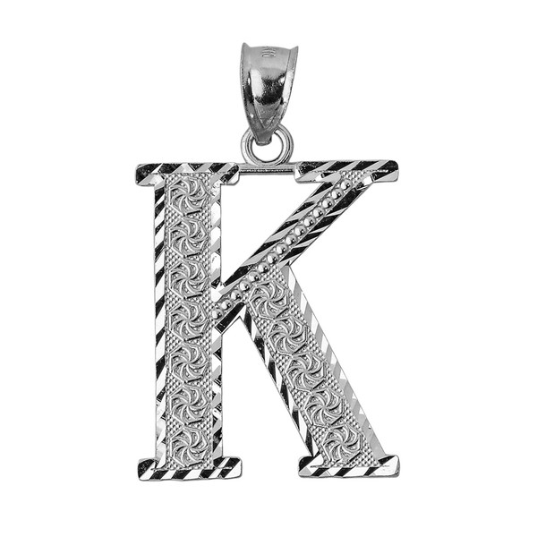 Initial K White Gold Charm Pendant
