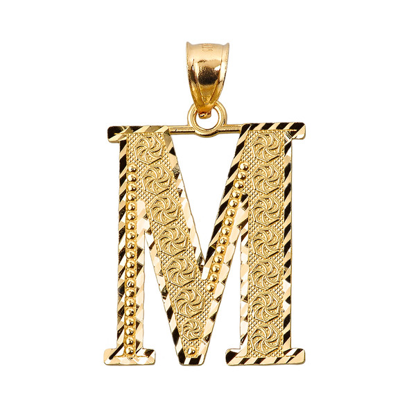 Initial M Gold Charm Pendant