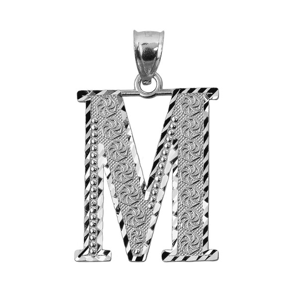 Initial M Silver Charm Pendant