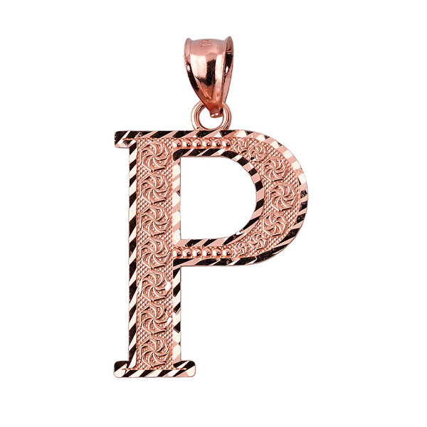 Initial P Rose Gold Charm Pendant