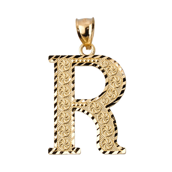 Initial R Gold Charm Pendant