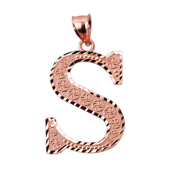 Initial S Rose Gold Charm Pendant