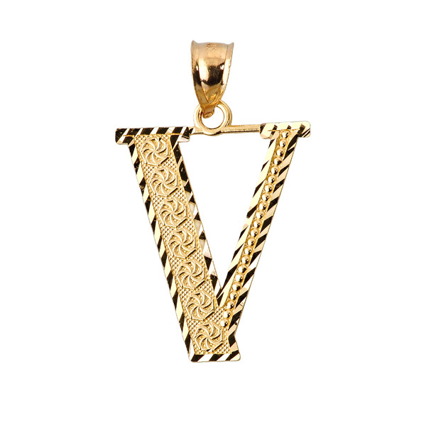 Initial V Gold Charm Pendant