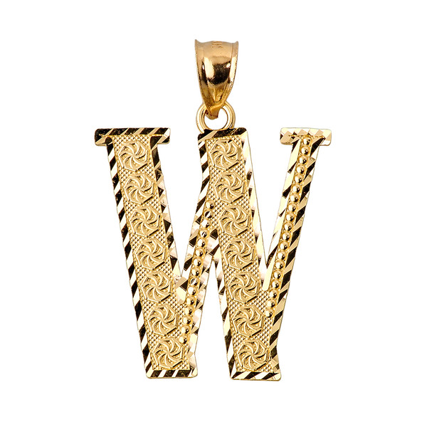 Initial W Gold Charm Pendant