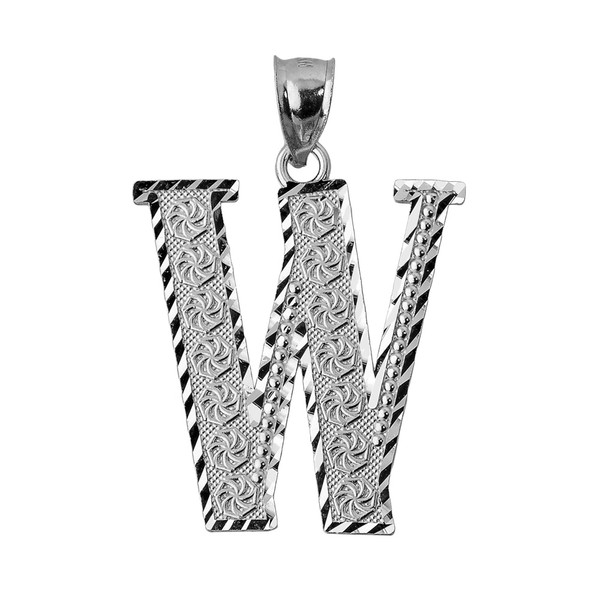 Initial W Silver Charm Pendant