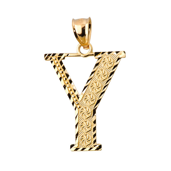 Initial Y Gold Charm Pendant