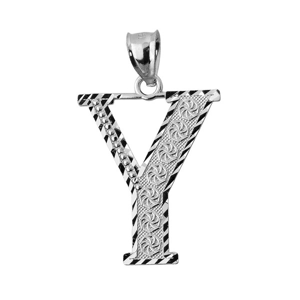 Initial Y White Gold Charm Pendant