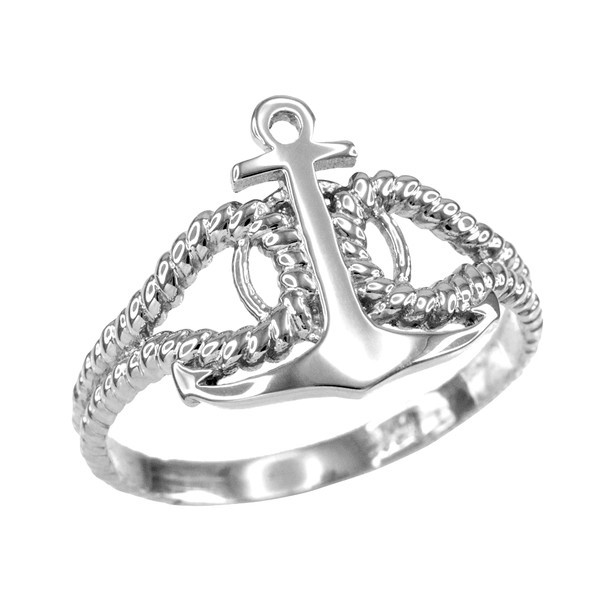 Sterling Silver Marine Knot Ladies Anchor Ring