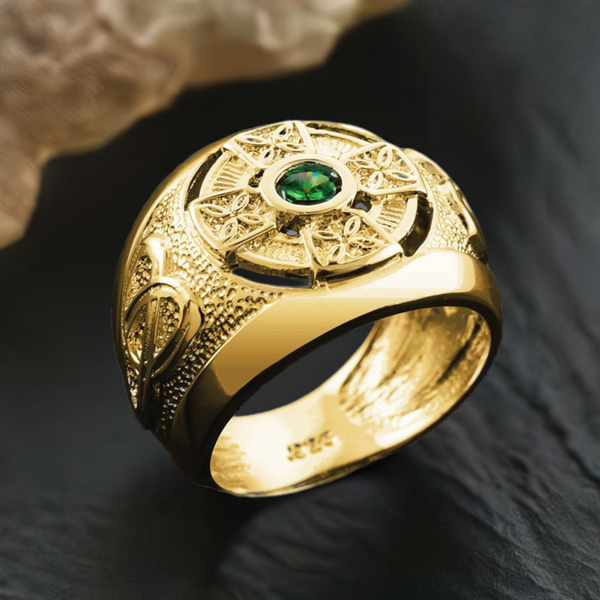 Men's Yellow Gold Celtic Birthstone CZ Ring Men's Yellow Gold Celtic Birthstone CZ Ring