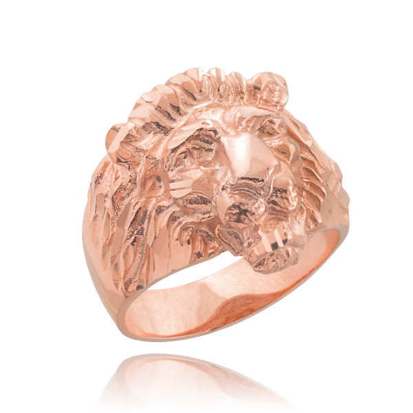 Men's Rose Gold Lion Head Ring