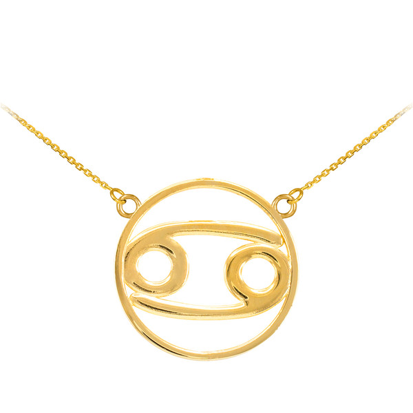 Gold Cancer Zodiac Necklace