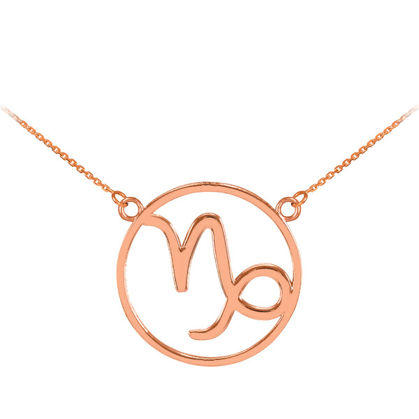 14K Rose Gold Capricorn Zodiac Sign Necklace