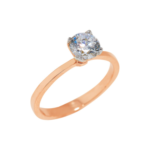 Rose Gold CZ Ladies Engagement Ring