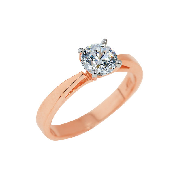 Rose Gold Engagement Ring with Round Cut CZ