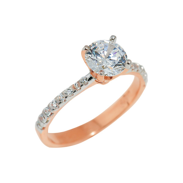 Rose Gold Ladies CZ Engagement Ring