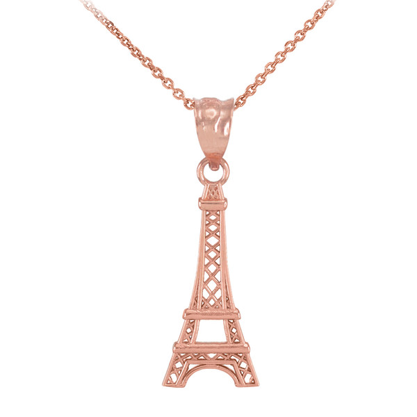 Rose Gold Paris Eiffel Tower Travel Charm Necklace