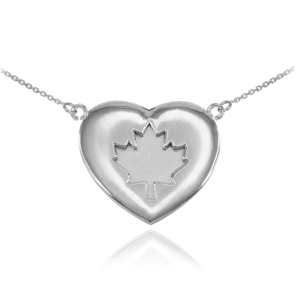 Solid 925 Sterling Silver Maple Leaf Heart Necklace