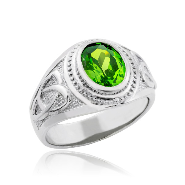 Sterling Silver Celtic Men's Birthstone CZ Ring