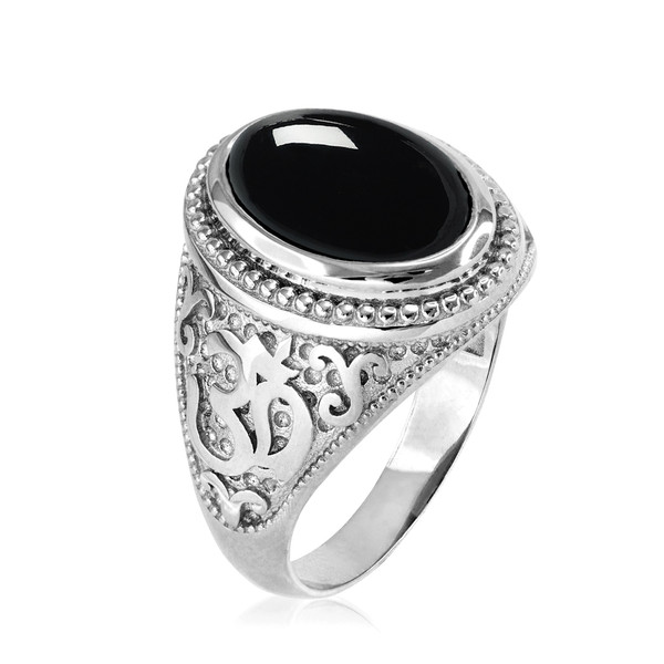 White gold Om onyx ring.
Men's Onyx ring.