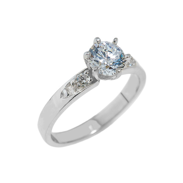Sterling Silver Engagement Ring with CZ
