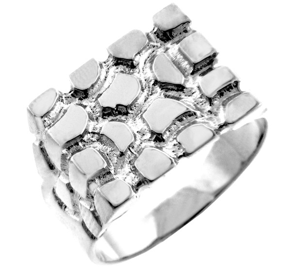 Sterling Silver Mens Armour Nugget Ring