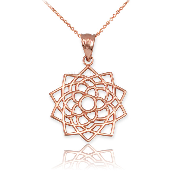 Rose Gold Sahasrara Lotus Unity Chakra Yoga Pendant Necklace